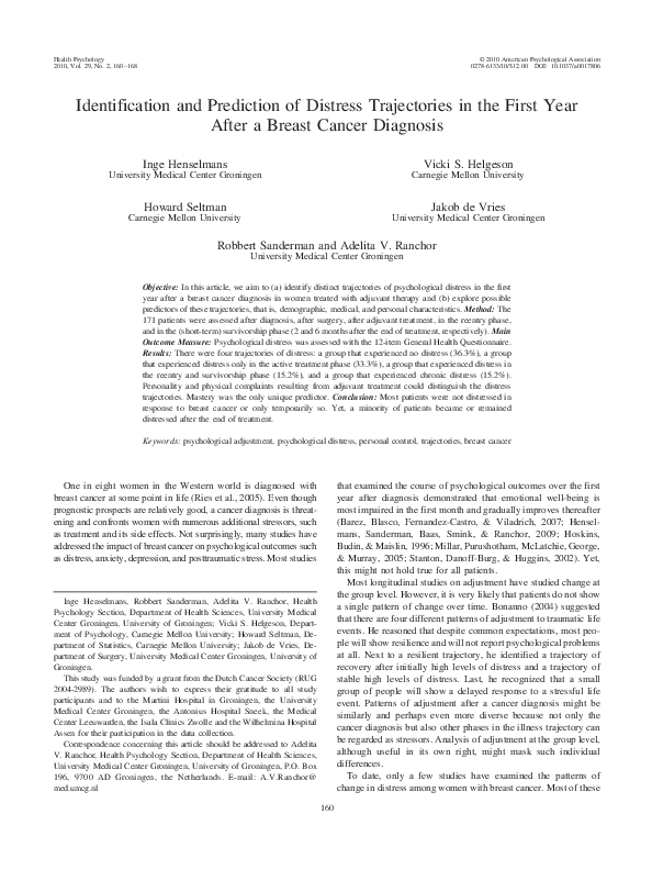 (PDF) Identification and prediction of distress trajectories in the ...