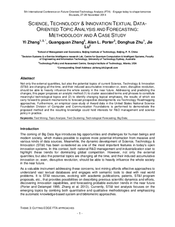 (PDF) Science, Technology & Innovation Textual Data-Oriented Topic ...
