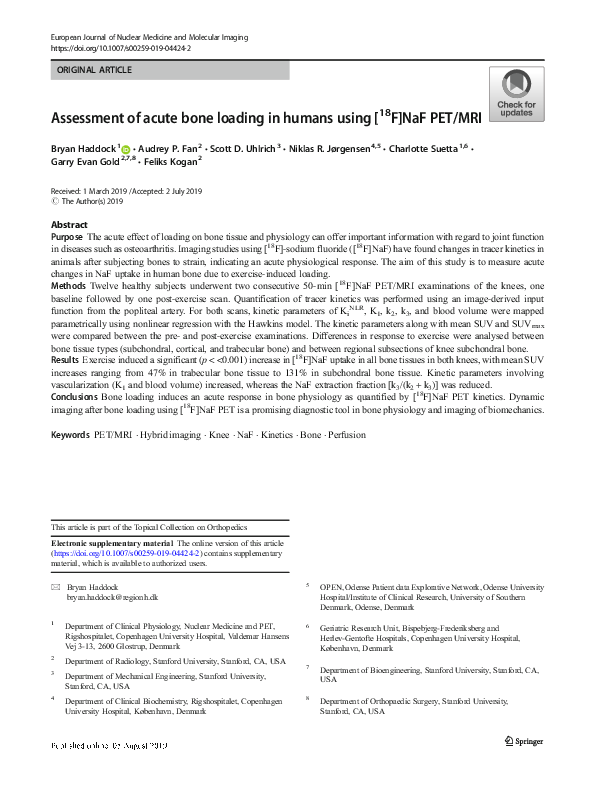 (PDF) Assessment of acute bone loading in humans using [18F]NaF PET/MRI