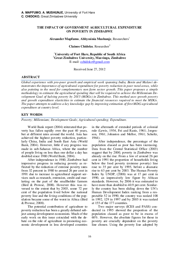 (PDF) The Impact of Government Agricultural Expenditure on Poverty in ...