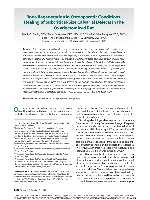 (PDF) Bone regeneration in osteoporotic conditions: healing of ...
