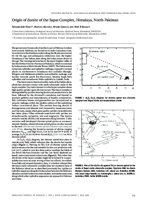 (PDF) Origin of dunite of the Sapat Complex, Himalaya, North Pakistan