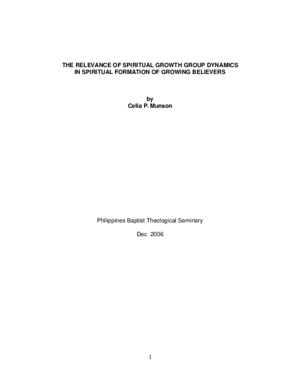 (PDF) THE RELEVANCE OF SPIRITUAL GROWTH GROUP DYNAMICS IN SPIRITUAL