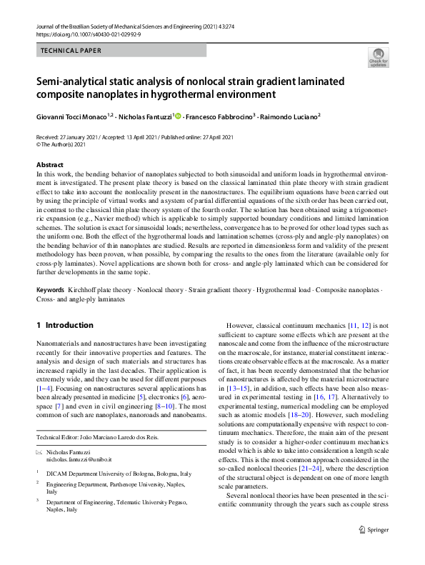 (PDF) Semi-analytical static analysis of nonlocal strain gradient ...