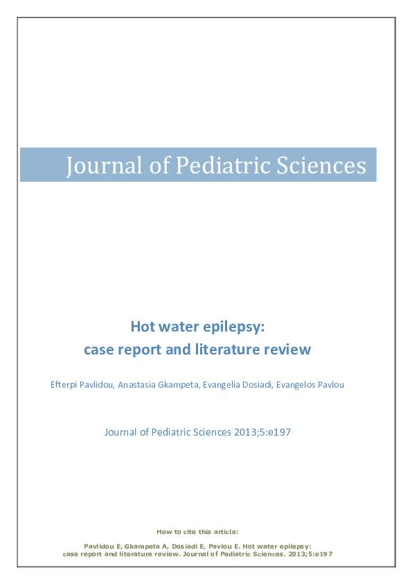 (PDF) Hot Waterepilepsy: A Case Report and Literature Review ...
