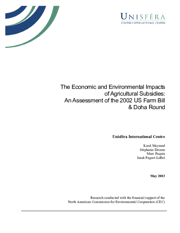 (PDF) The Economic and Environmental Impacts of Agricultural Subsidies ...