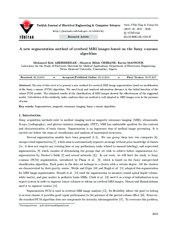 (PDF) A new segmentation method of cerebral MRI images based on the ...