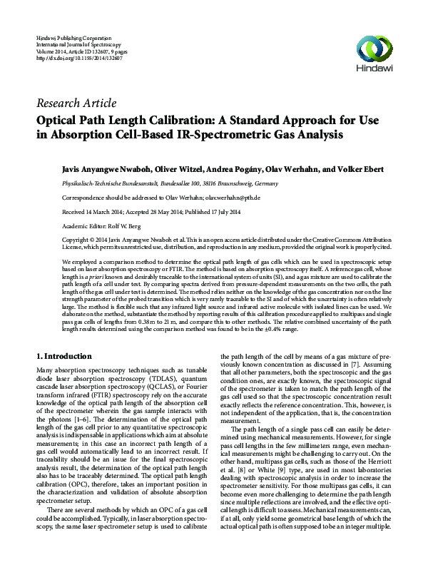(PDF) Optical Path Length Calibration: A Standard Approach for Use in ...