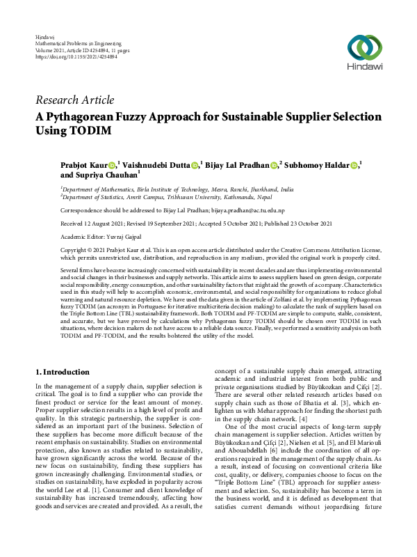 (PDF) A Pythagorean Fuzzy Approach for Sustainable Supplier Selection ...