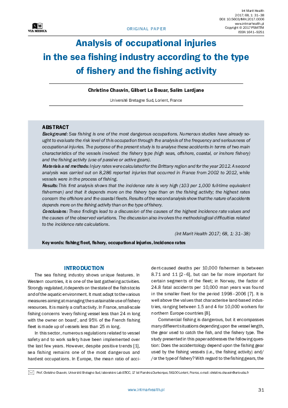 (PDF) Analysis of occupational injuries in the sea fishing industry ...