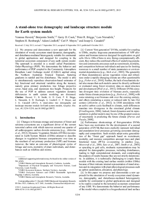 (PDF) A stand-alone tree demography and landscape structure module for ...