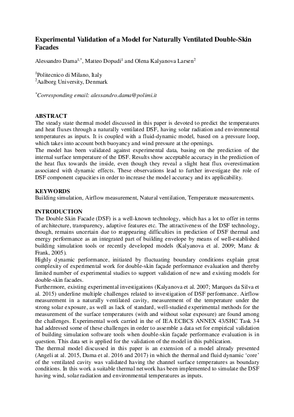 (PDF) Experimental Validation of a Model for Naturally Ventilated ...