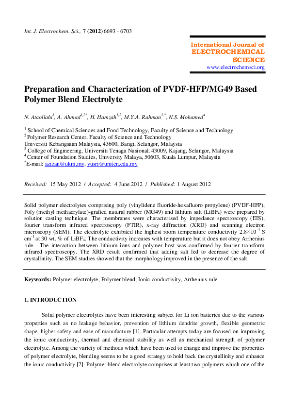 (PDF) Preparation and Characterization of PVDF-HFP/MG49 Based Polymer ...