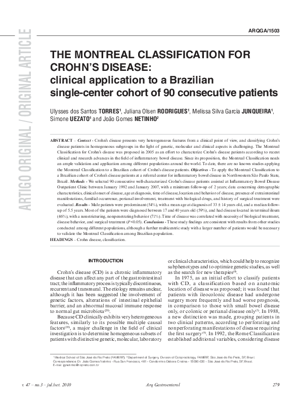 (PDF) The Montreal classification for Crohn's disease: clinical ...