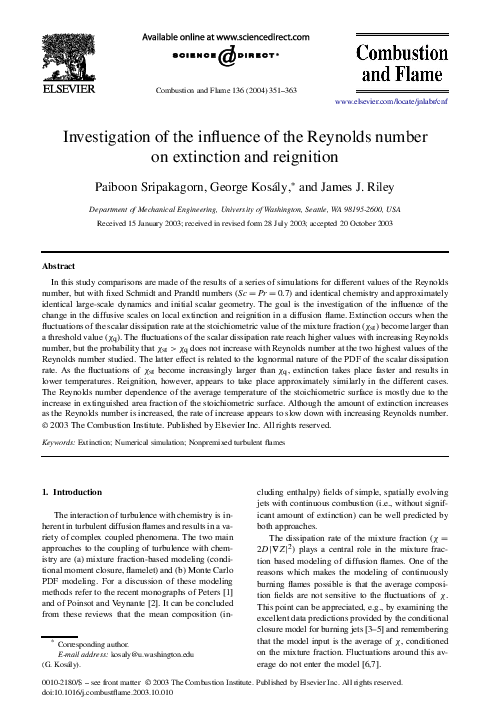 (PDF) Investigation of the influence of the Reynolds number on ...