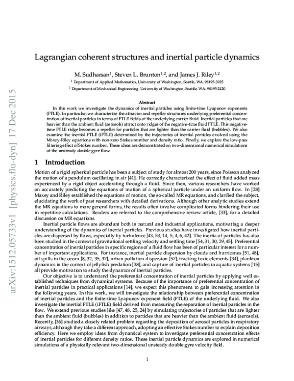 (PDF) Lagrangian coherent structures and inertial particle dynamics