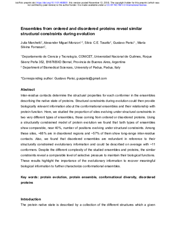 (PDF) Ensembles from ordered and disordered proteins reveal similar ...