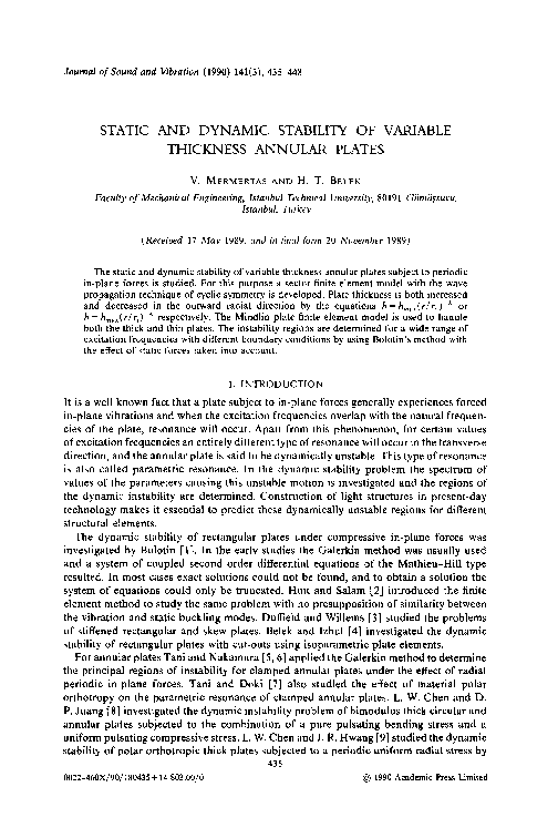 (PDF) Static and dynamic stability of variable thickness annular plates