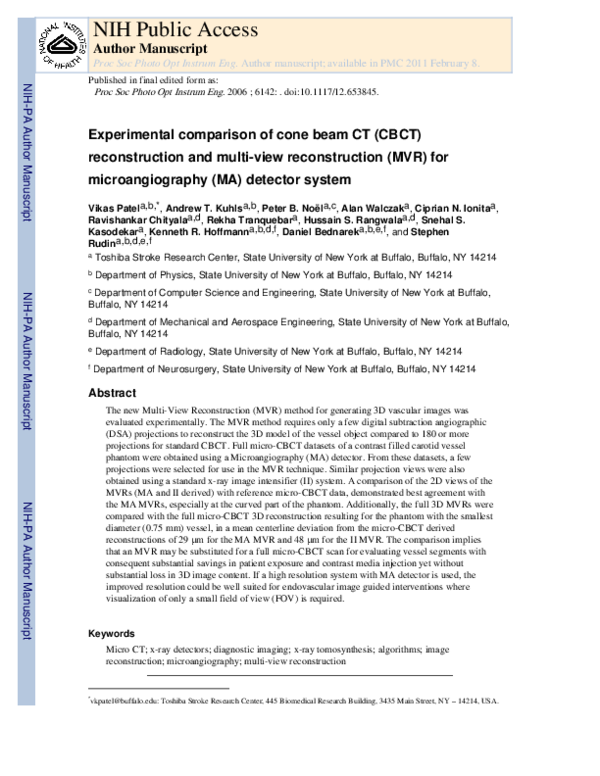 (PDF) Experimental comparison of cone beam CT (CBCT) reconstruction and ...