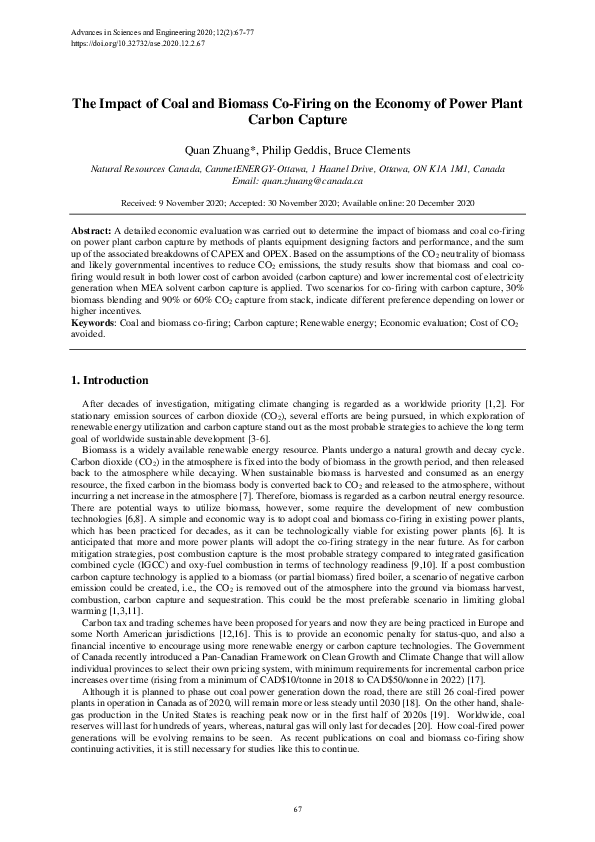 (PDF) The Impact of Coal and Biomass Co-Firing on the Economy of Power ...