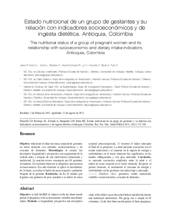 (PDF) The nutritional status of a group of pregnant women and its ...