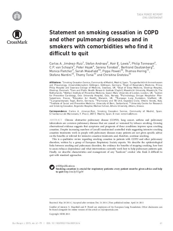 (PDF) Statement on smoking cessation in COPD and other pulmonary