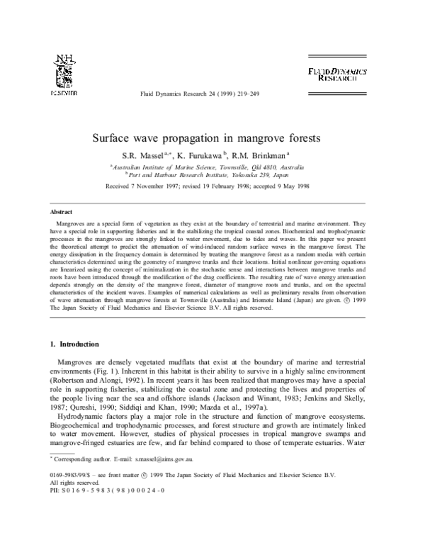 (PDF) Surface wave propagation in mangrove forests