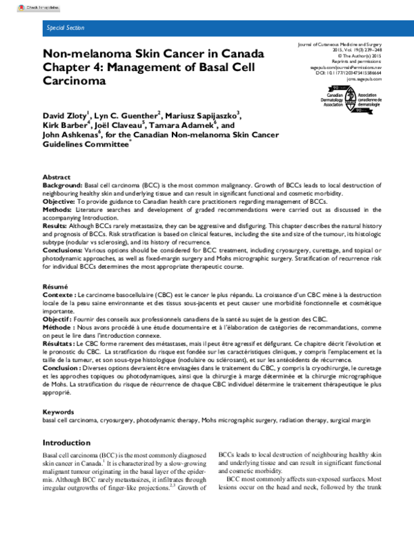 (PDF) Non-melanoma Skin Cancer in Canada Chapter 4: Management of Basal ...