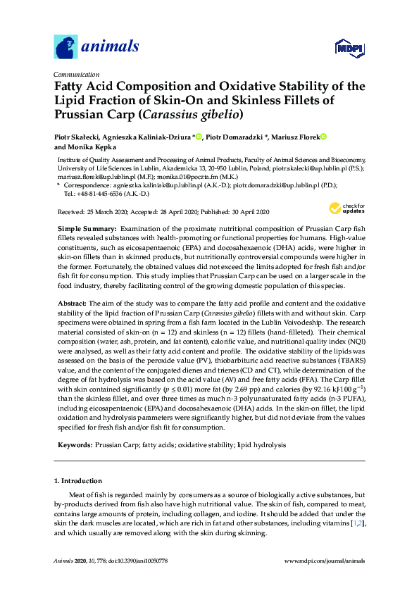 (PDF) Fatty Acid Composition and Oxidative Stability of the Lipid ...
