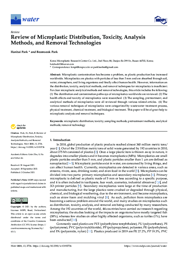 (PDF) Review of Microplastic Distribution, Toxicity, Analysis Methods ...