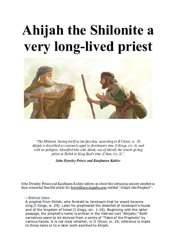 (DOC) Ahijah the Shilonite a very long lived priest