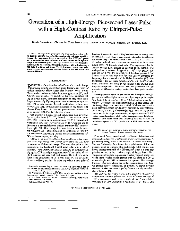 (PDF) Generation of a high-energy picosecond laser pulse with a high ...