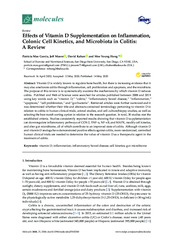(PDF) Effects of Vitamin D Supplementation on Inflammation, Colonic ...