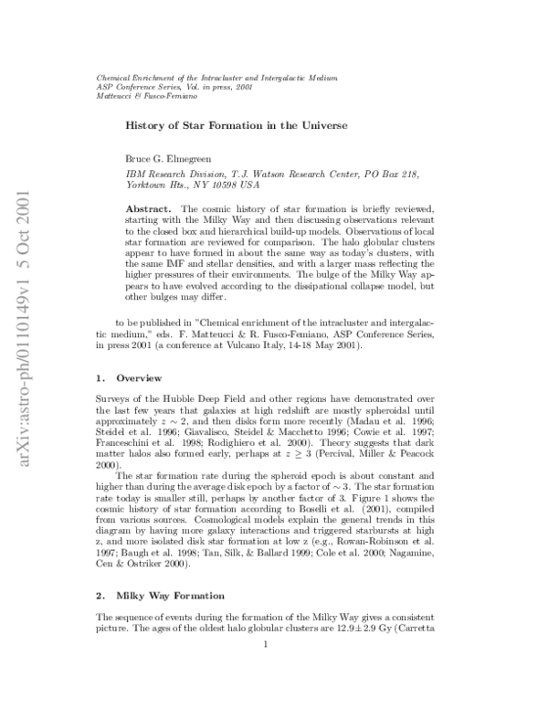 (PDF) The history of star formation in the universe