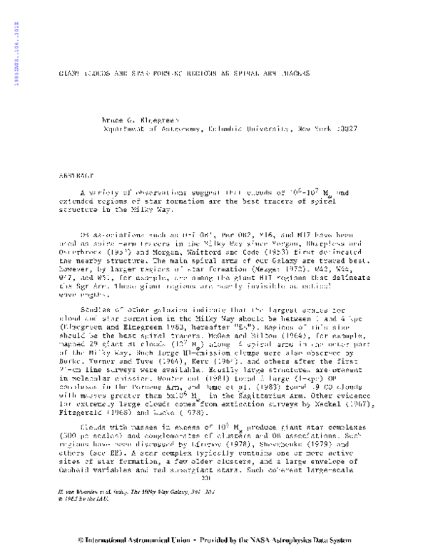 (PDF) Giant Clouds and StarForming Regions as SpiralArm Tracers