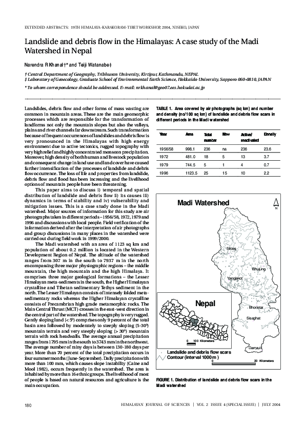 (PDF) Landslide and debris flow in the Himalayas: A case study of the ...