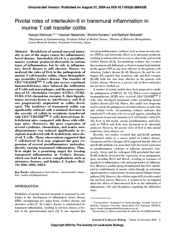 (PDF) Pivotal roles of interleukin-6 in transmural inflammation in ...