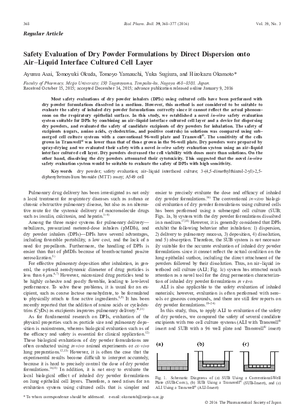 (PDF) Safety Evaluation of Dry Powder Formulations by Direct Dispersion ...