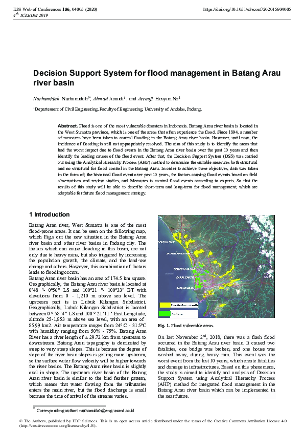 (PDF) Decision Support System for flood management in Batang Arau river ...