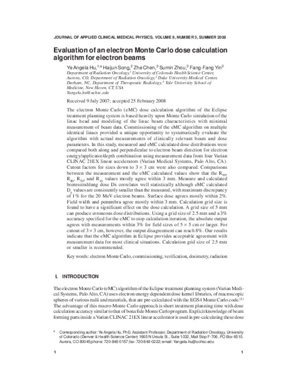 (PDF) Evaluation of an electron Monte Carlo dose calculation algorithm ...