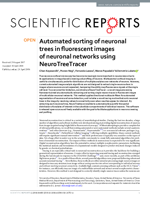 (PDF) Automated sorting of neuronal trees in fluorescent images of ...