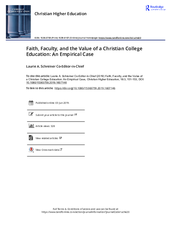 (PDF) Faith, Faculty, and the Value of a Christian College Education ...