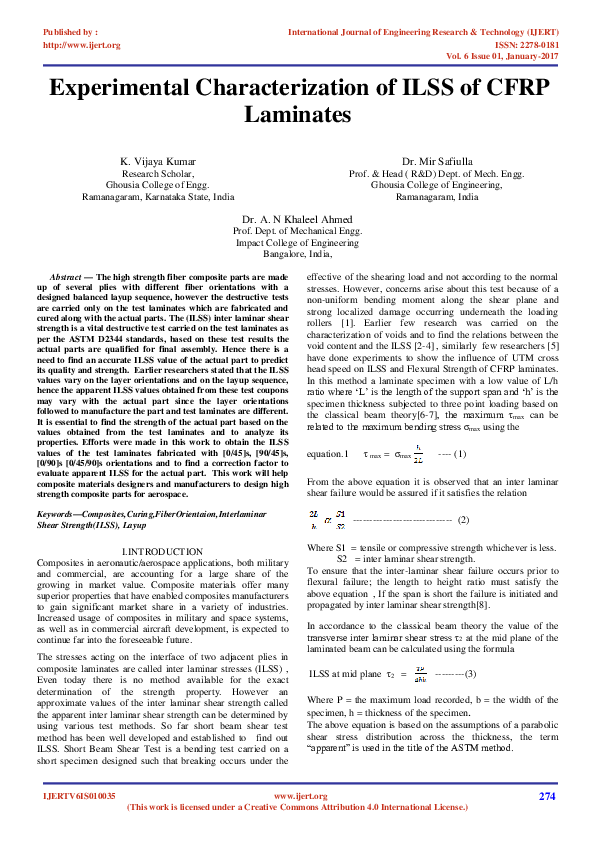 (PDF) Experimental Characterization of Ilss of CFRP Laminates