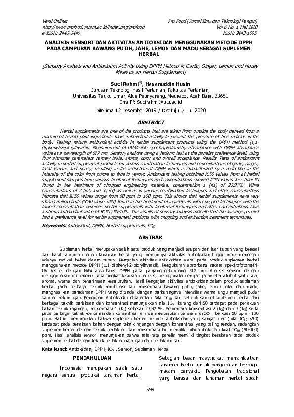 (PDF) Pro Food Jurnal Ilmu dan Teknologi Pangan