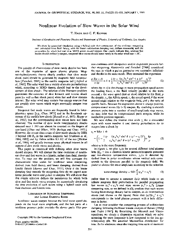(PDF) Nonlinear evolution of slow waves in the solar wind