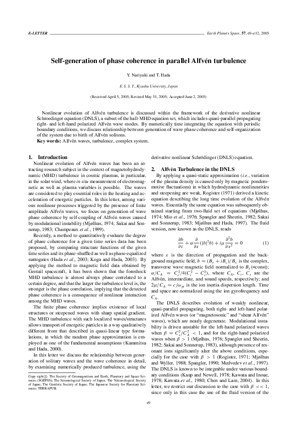 (PDF) Self-generation of phase coherence in parallel Alfvén turbulence