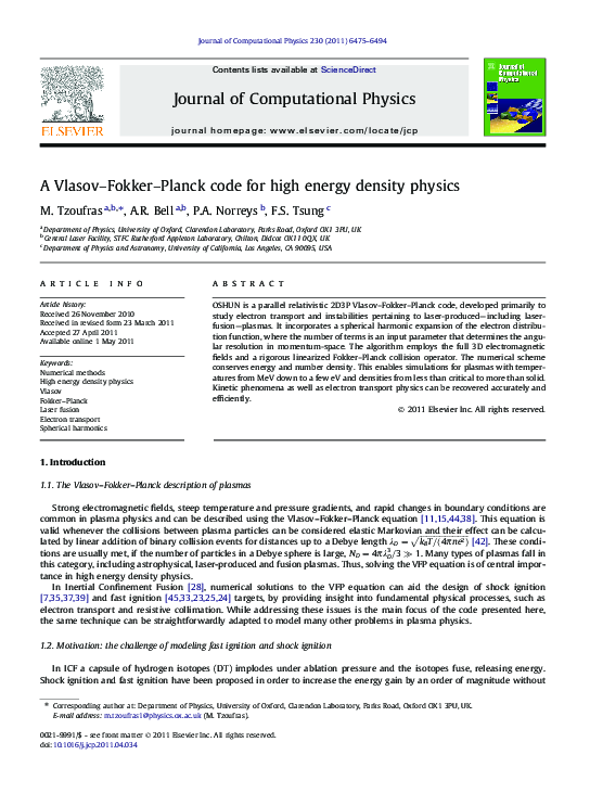 (PDF) A Vlasov–Fokker–Planck code for high energy density physics