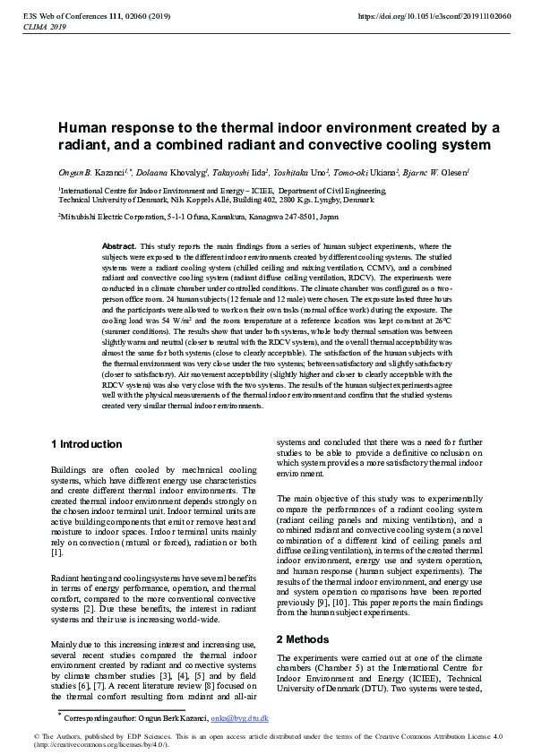 (PDF) Human response to the thermal indoor environment created by a ...