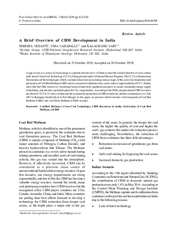 (PDF) A brief overview of CBM Development in India