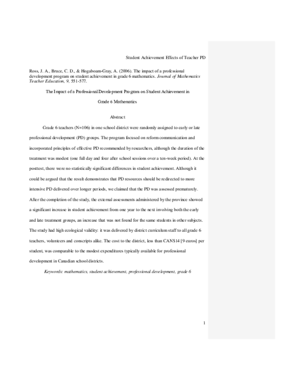 (PDF) The Impact of a Professional Development Program on Student ...